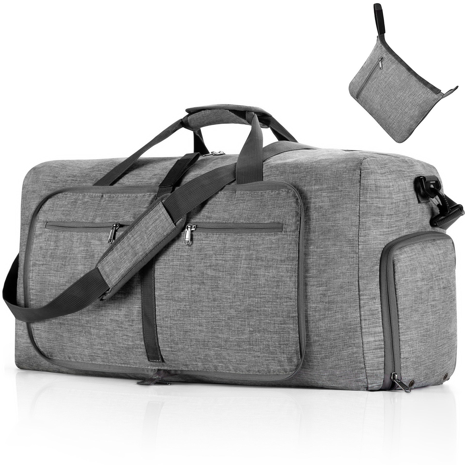 65L Foldable Travel Duffel Bag With Shoes Compartment