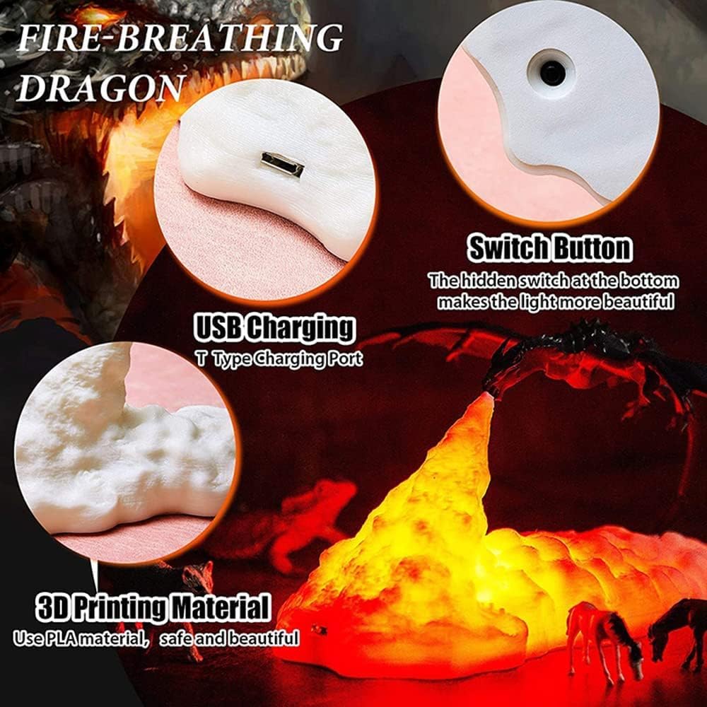 3D Printing Fire Dragon Novel And Exotic Gift Creative Product Decoration Led Night Light