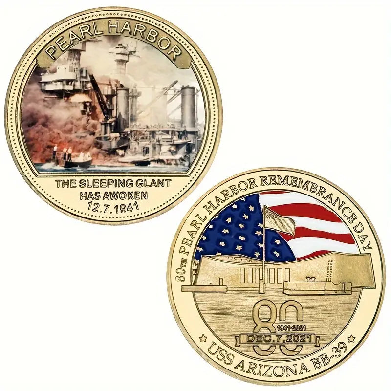 5pcs Pearl Harbor Metal Zinc Alloy Commemorative Coin