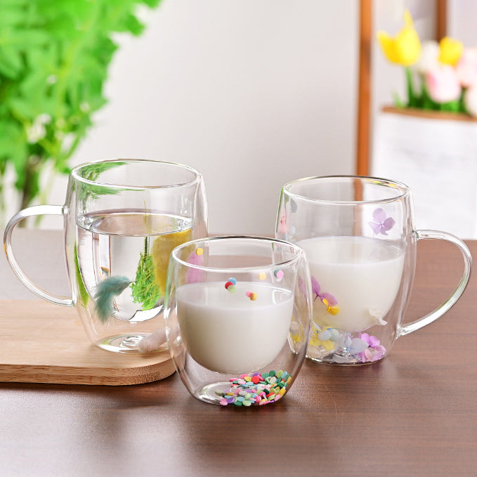 Floral Fusion: Double Wall Glass Cups