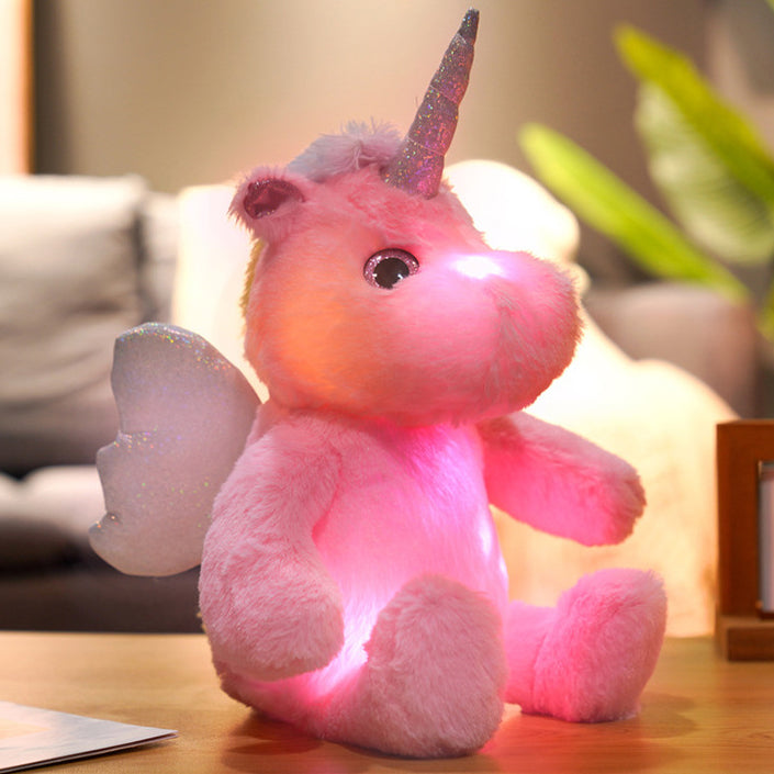 LED Glowing Stuffed Rainbow Unicorn Light Up Plush Toys With Night Lights