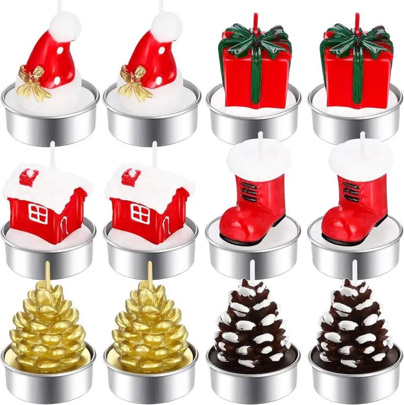 🎅🎄12 PCS Christmas Tree Tealight Candles