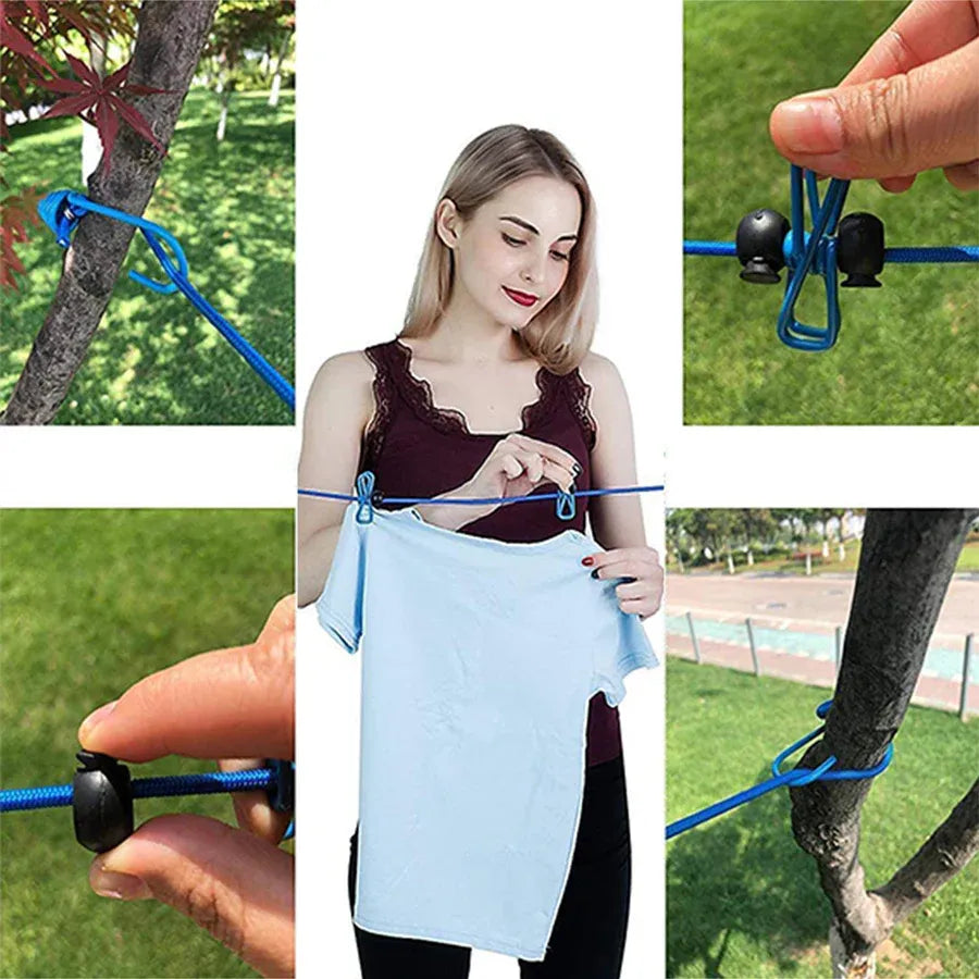 Portable Travel Clothesline With Clips