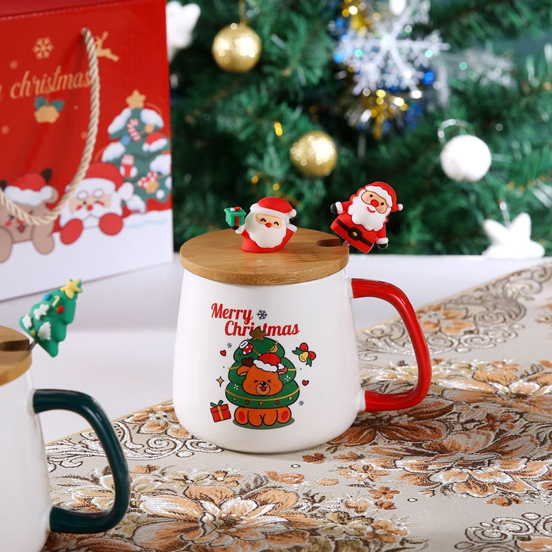 Christmas Ceramic Mug, Christmas Coffee Mug Santa Mug, Gift Box Ceramic Mug And Spoon Set