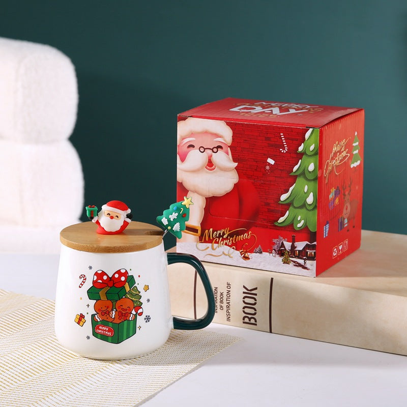 Christmas Ceramic Mug, Christmas Coffee Mug Santa Mug, Gift Box Ceramic Mug And Spoon Set