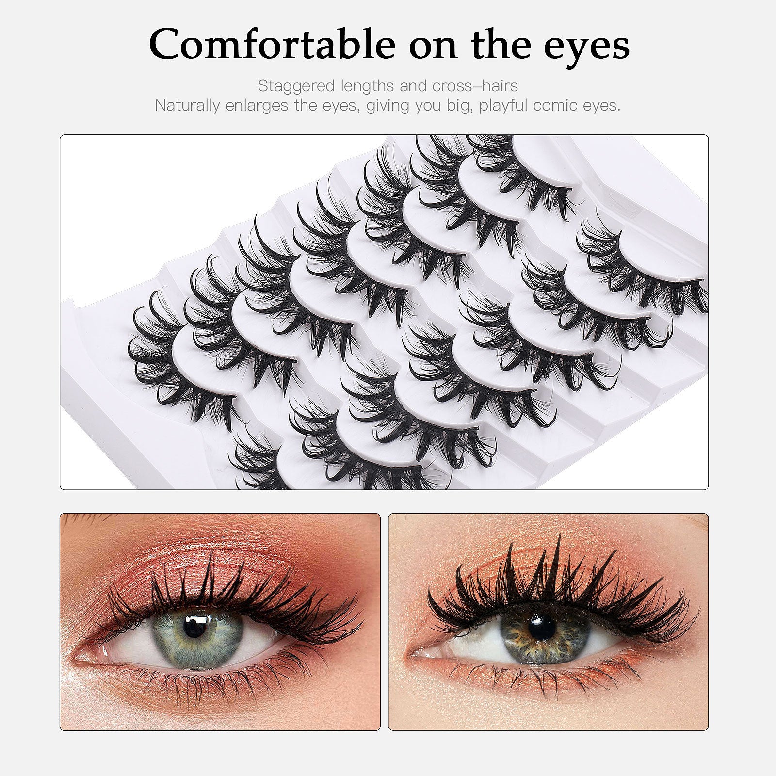 Magefy 7 Pair Of Natural Thick False Eyelashes, Fluffy Slim Comic False Eyelashes, Everyday/Travel Must-Have