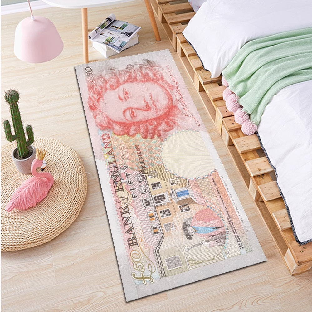 Pound Euro Dollar Carpet Hundred Dollar Bills Long Runner Rug For Hallway 100 Bill USA Throw Rug