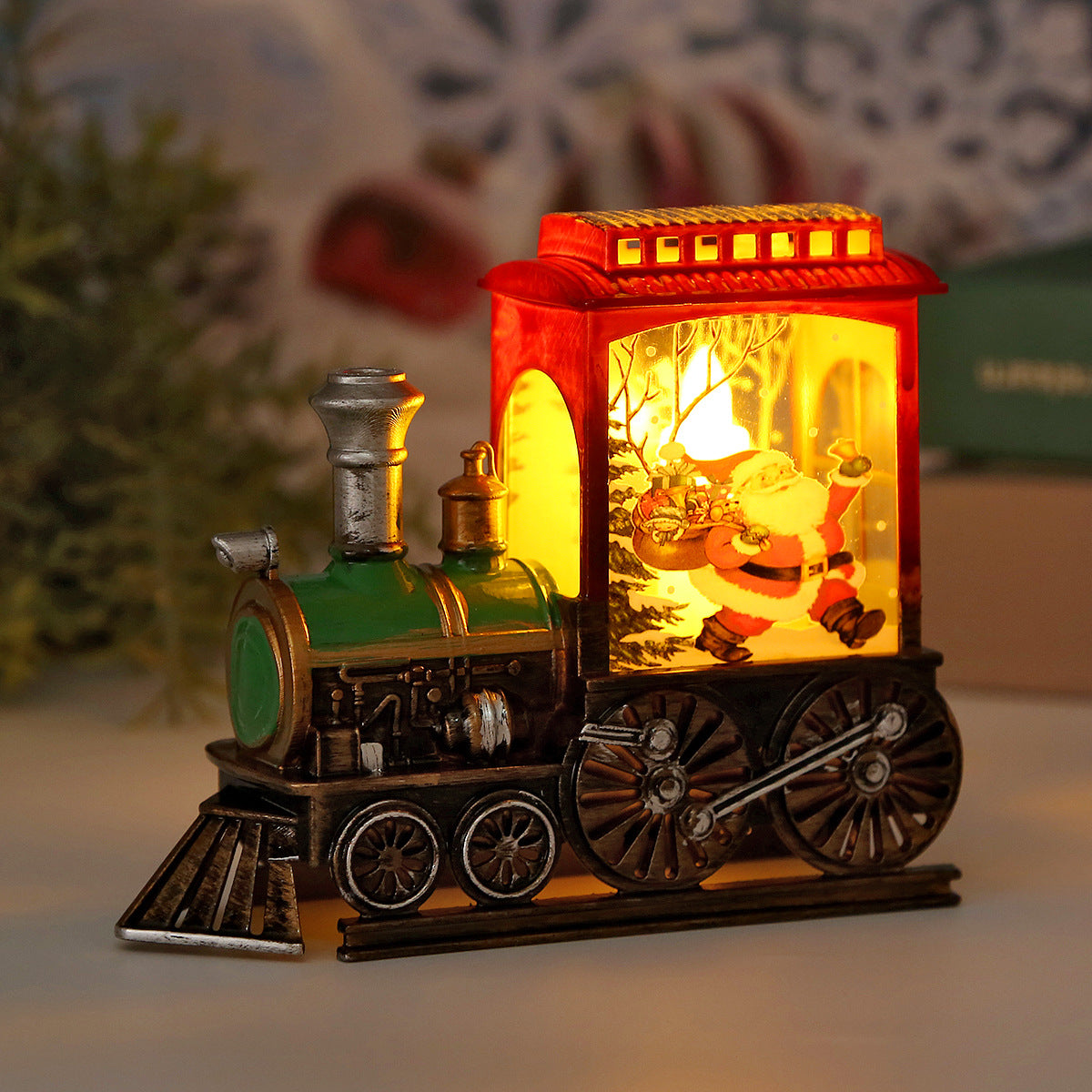 Christmas Snow Globe Lantern Train