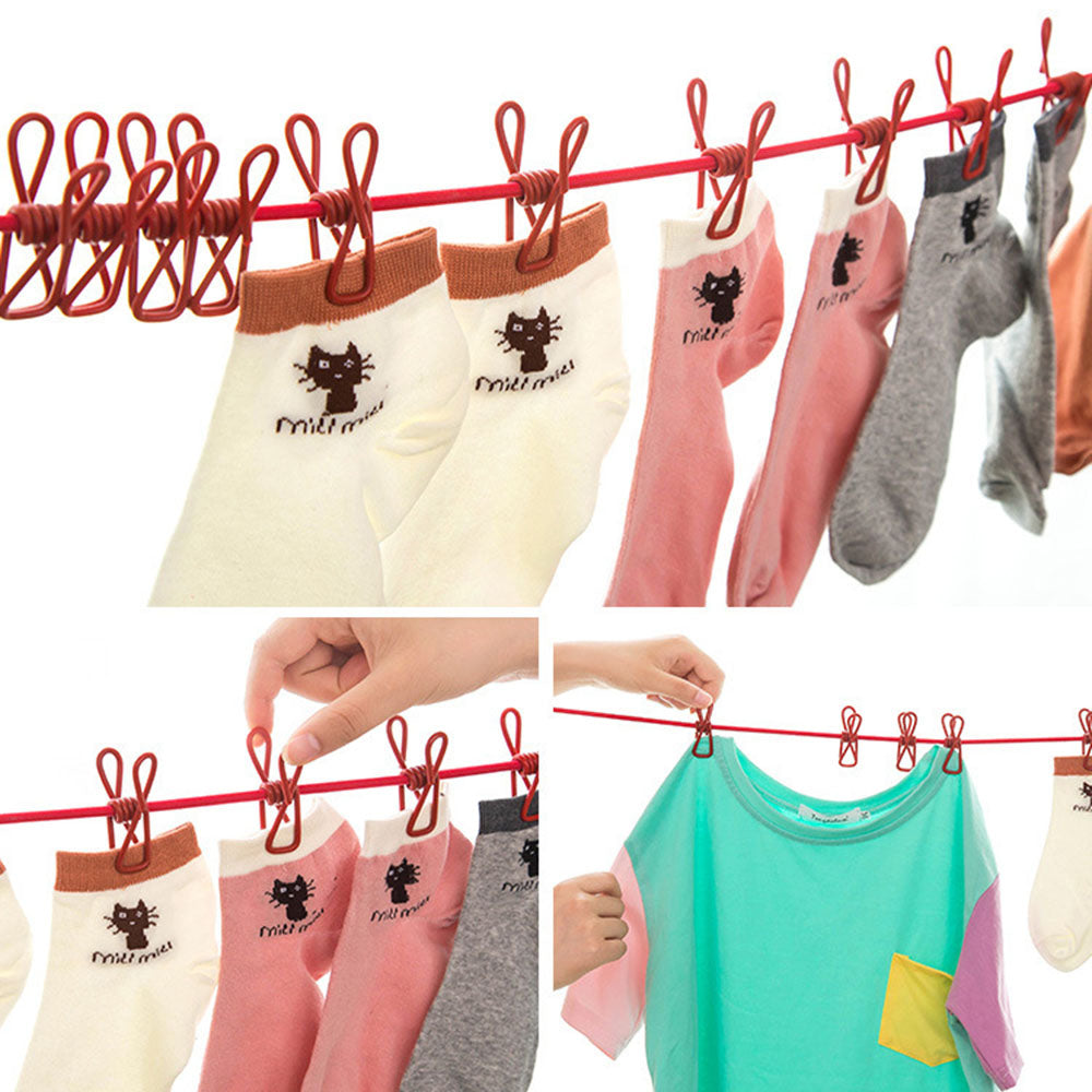 Portable Travel Clothesline With Clips