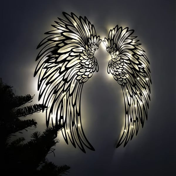 1 PAIR ANGEL WINGS METAL WALL ART WITH LED LIGHTS