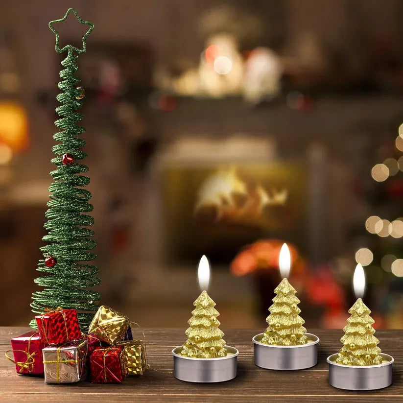 🎅🎄12 PCS Christmas Tree Tealight Candles