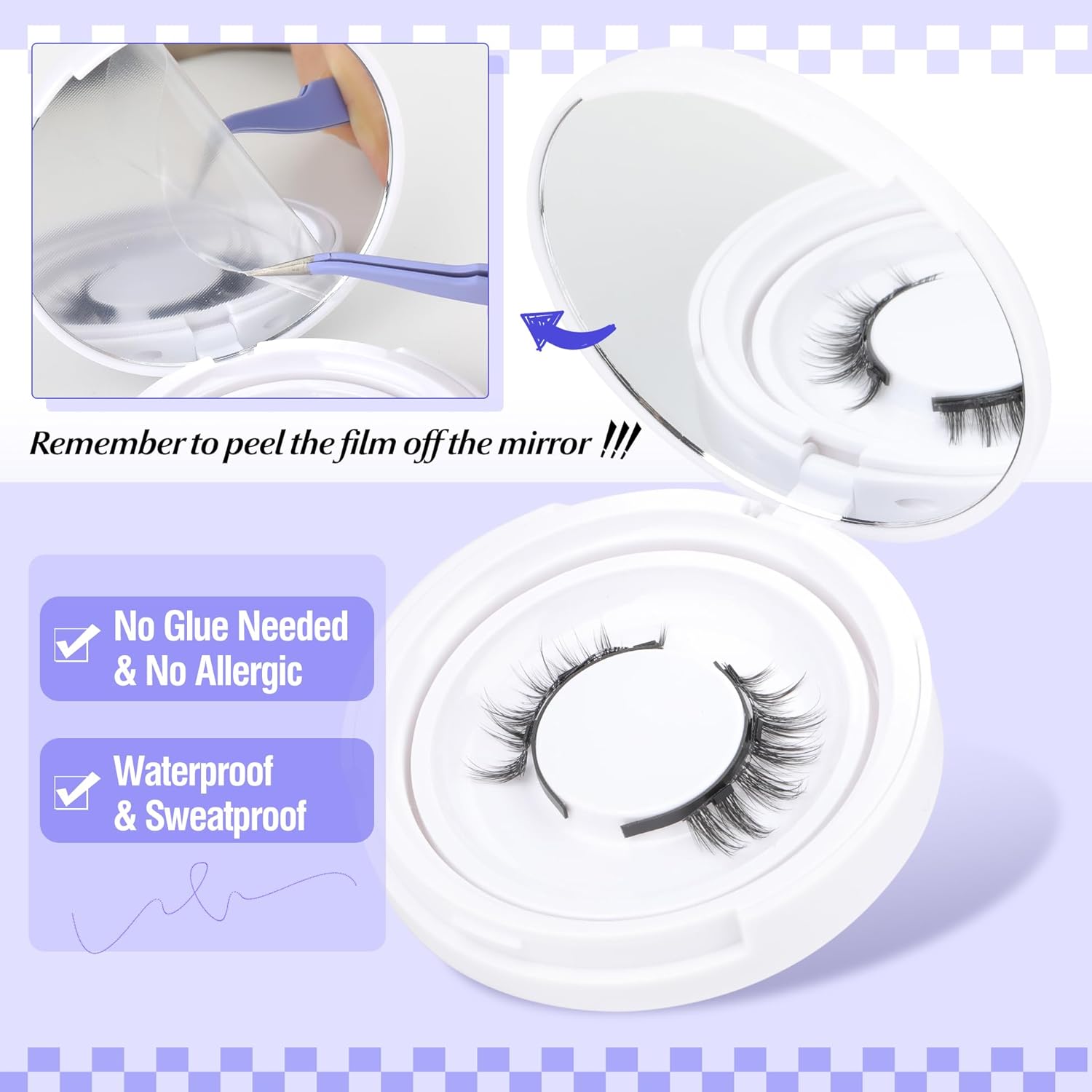 Magnetic Eyelashes Without Eyeliner Reusable Magnetic Lashes Kit With Applicator Manga No Glue Needed