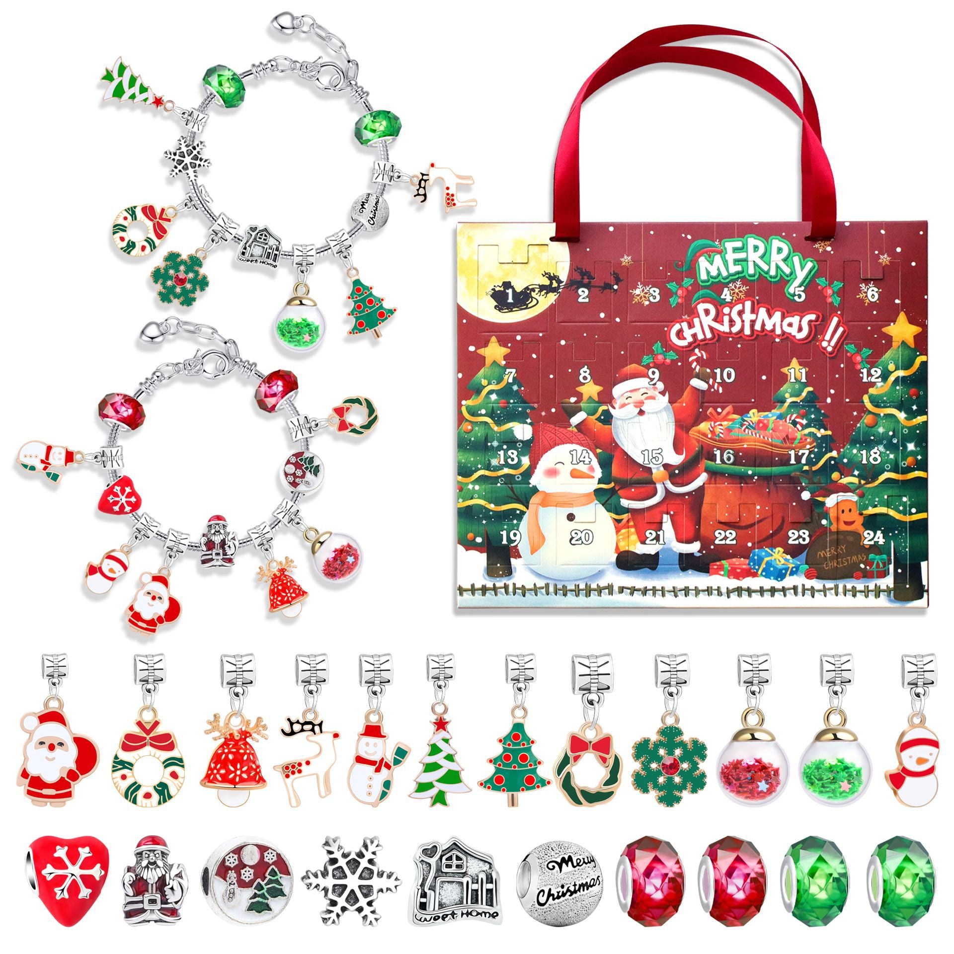 🎅🎄24-Pocket Christmas Puzzle DIY Jewelery Gift Set