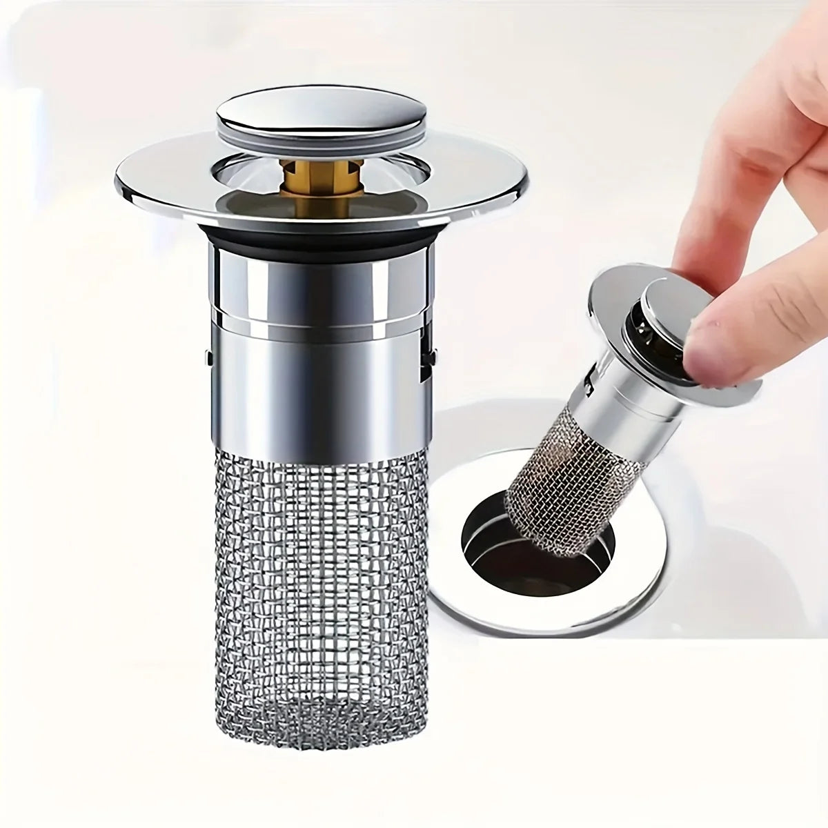 Rust-Resistant Stainless Steel Sink Stopper Odor-Proof Pop-Up Plug With Bouncing Core Effortless Drain Blocker