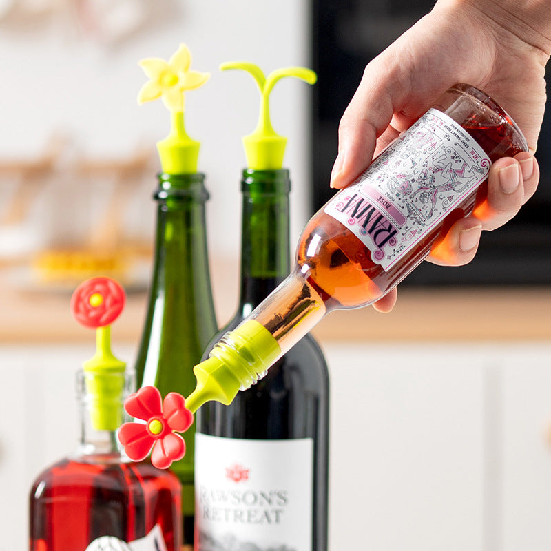 Silicone Flowers Wine Bottle Stopper, Wine Corks Saver Sealer