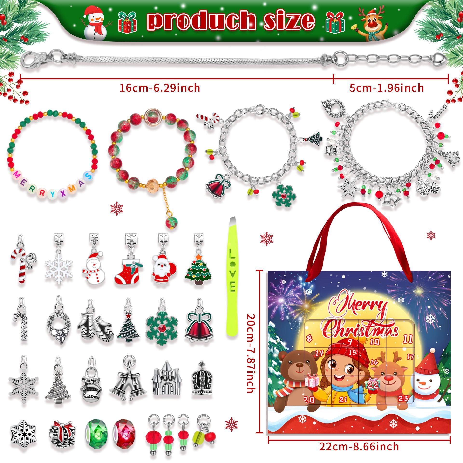 🎅🎄24-Pocket Christmas Puzzle DIY Jewelery Gift Set