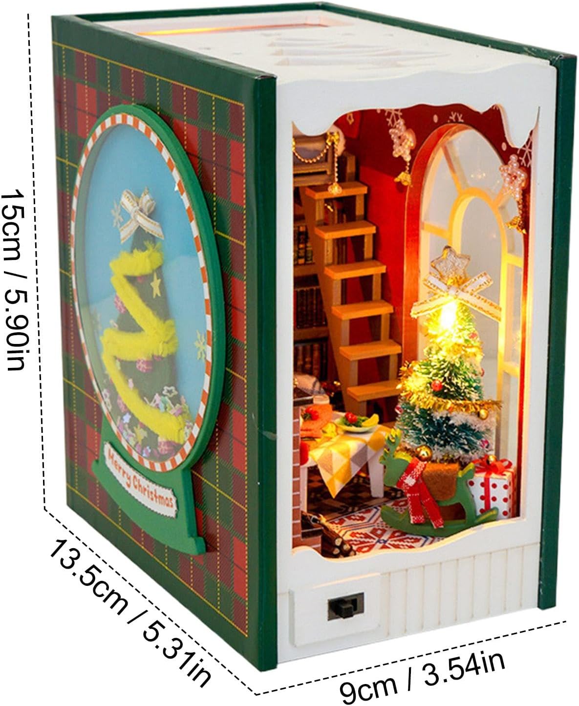 DIY Christmas 3D Wooden Miniature Book Nook House Kit