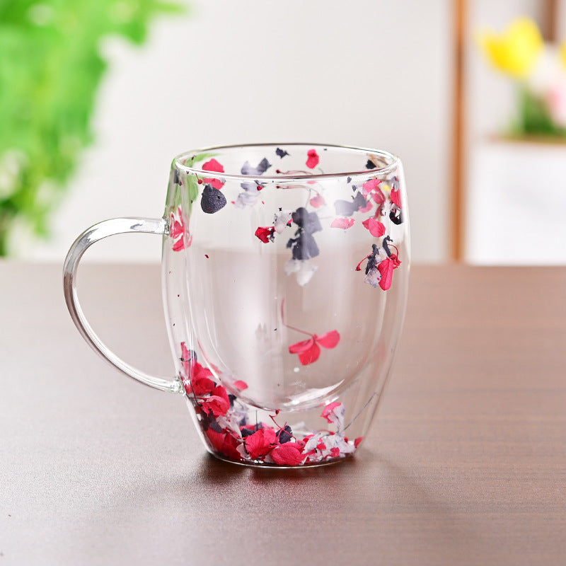 Floral Fusion: Double Wall Glass Cups