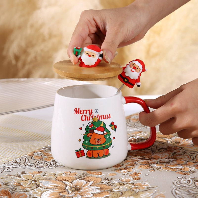 Christmas Ceramic Mug, Christmas Coffee Mug Santa Mug, Gift Box Ceramic Mug And Spoon Set