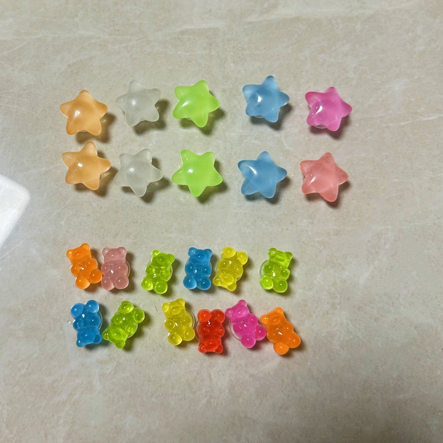 14/22PCS/Set Luminous Gummy Jelly Bear And Star Shoes Decoration Charms For Clog Sandals,DIY Shoe Accessories