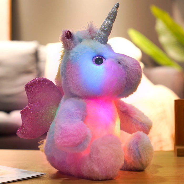 LED Glowing Stuffed Rainbow Unicorn Light Up Plush Toys With Night Lights