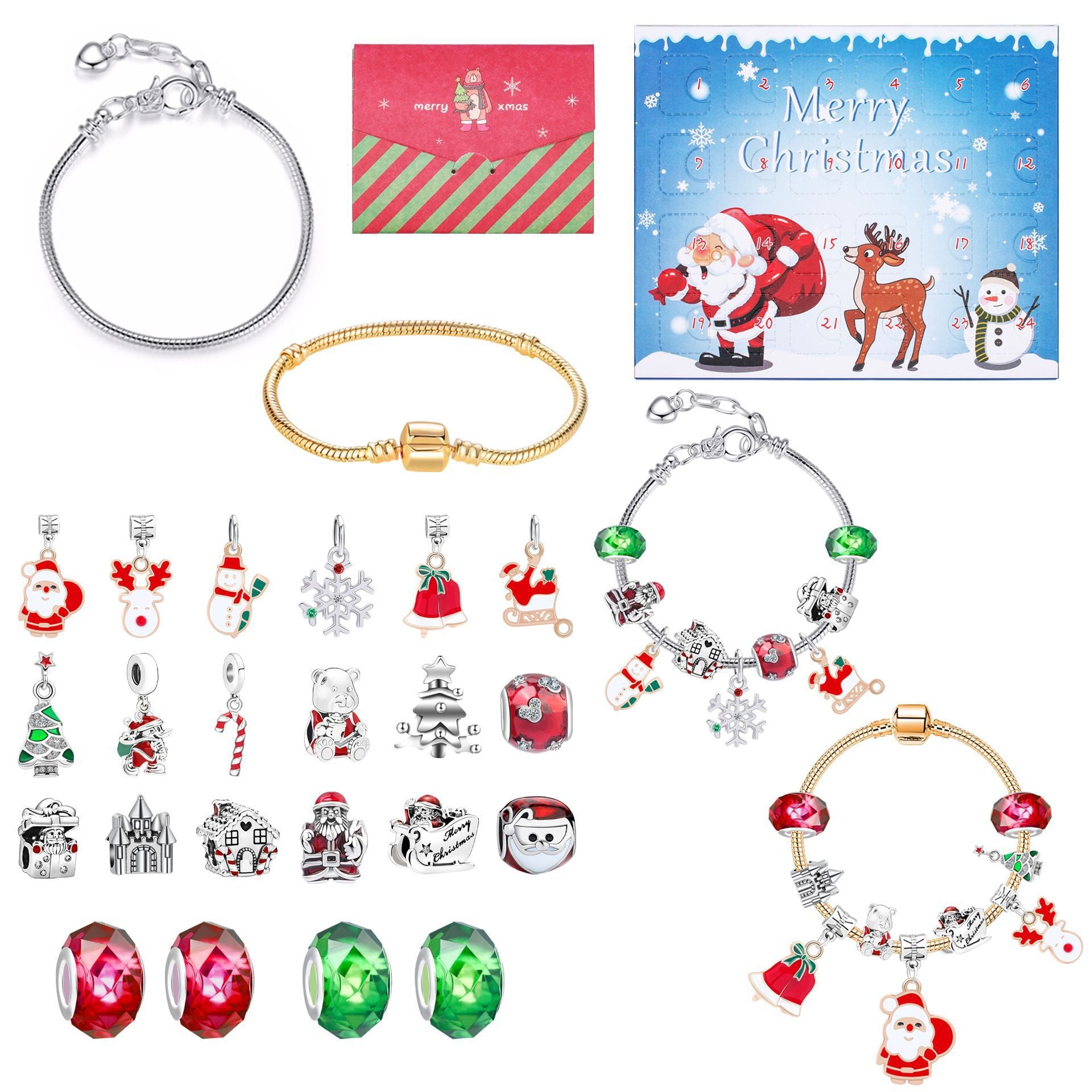 🎅🎄24-Pocket Christmas Puzzle DIY Jewelery Gift Set