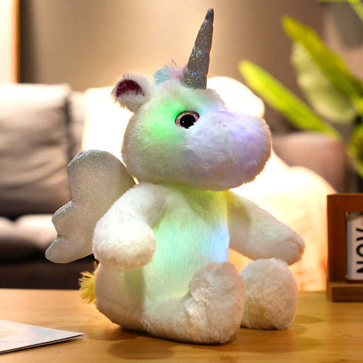 LED Glowing Stuffed Rainbow Unicorn Light Up Plush Toys With Night Lights