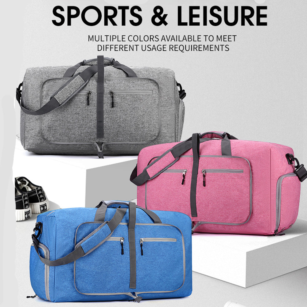 65L Foldable Travel Duffel Bag With Shoes Compartment