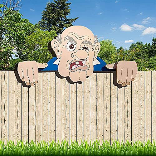 Garden Fence Decoration Funny Nosy Old Man And Lady Yard Art Sign Decoration