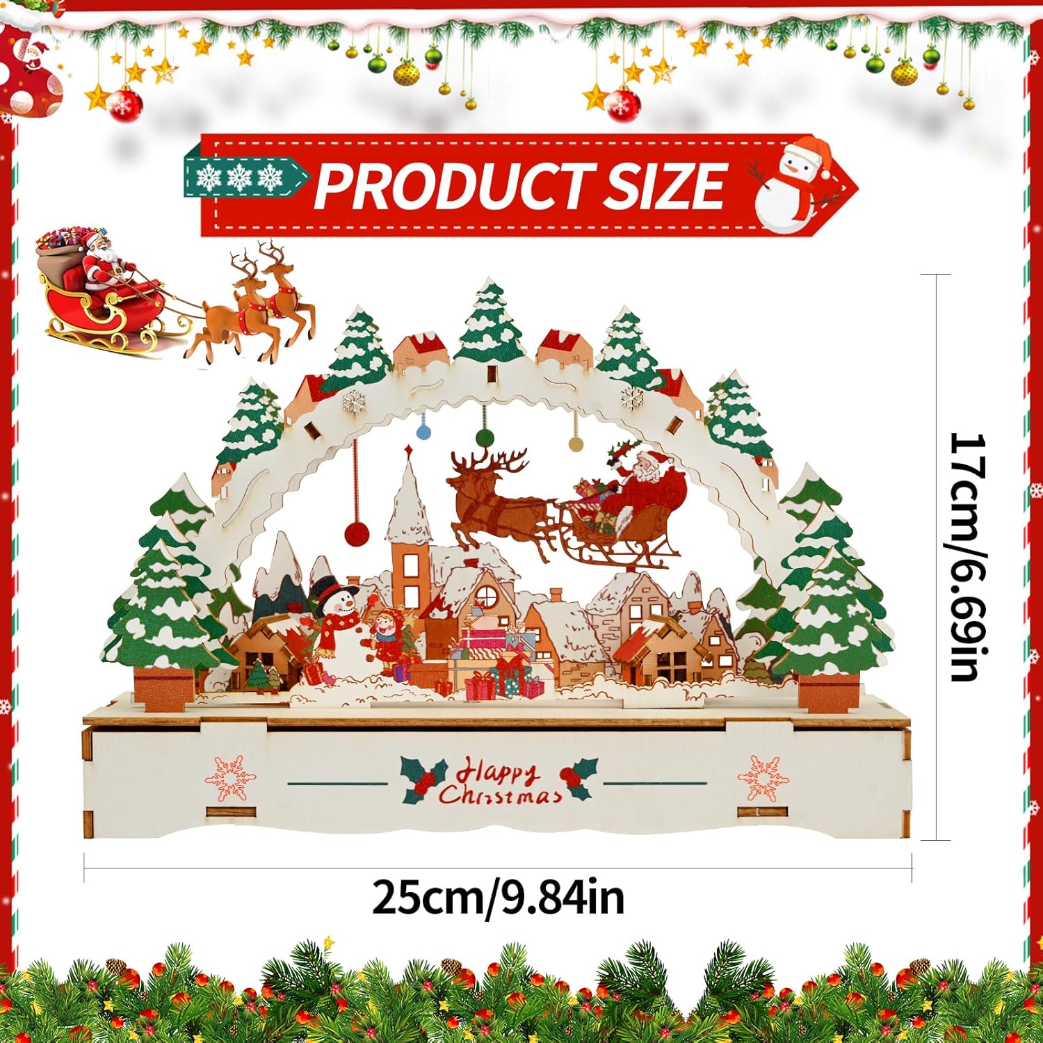 Christmas Wooden House Village Scene Puzzle With LED Light