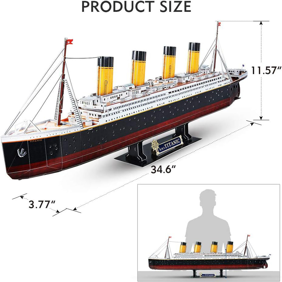 LED 3D Puzzle Titanic Ship 3D Puzzles For Adults Difficult Watercraft Jigsaw Family Puzzle 266 Pieces