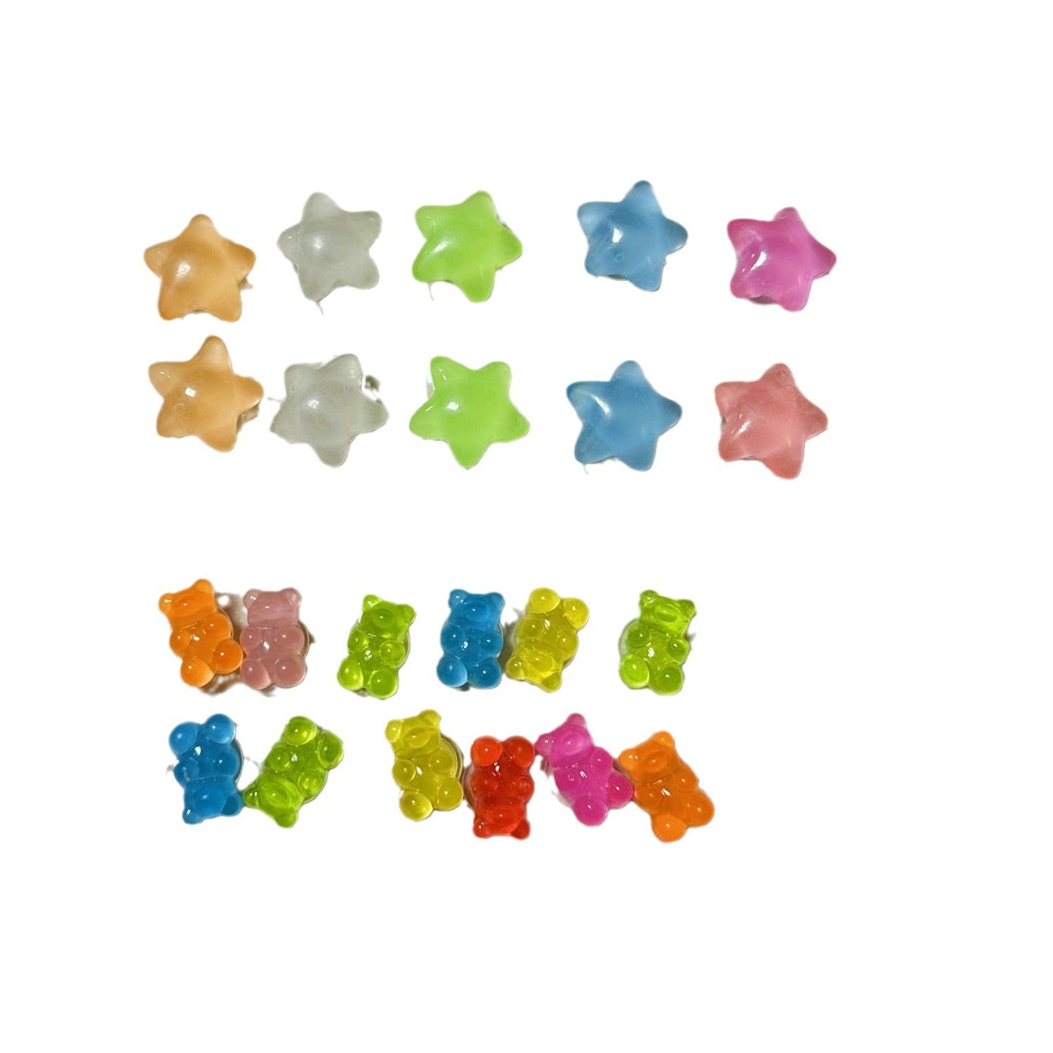 14/22PCS/Set Luminous Gummy Jelly Bear And Star Shoes Decoration Charms For Clog Sandals,DIY Shoe Accessories