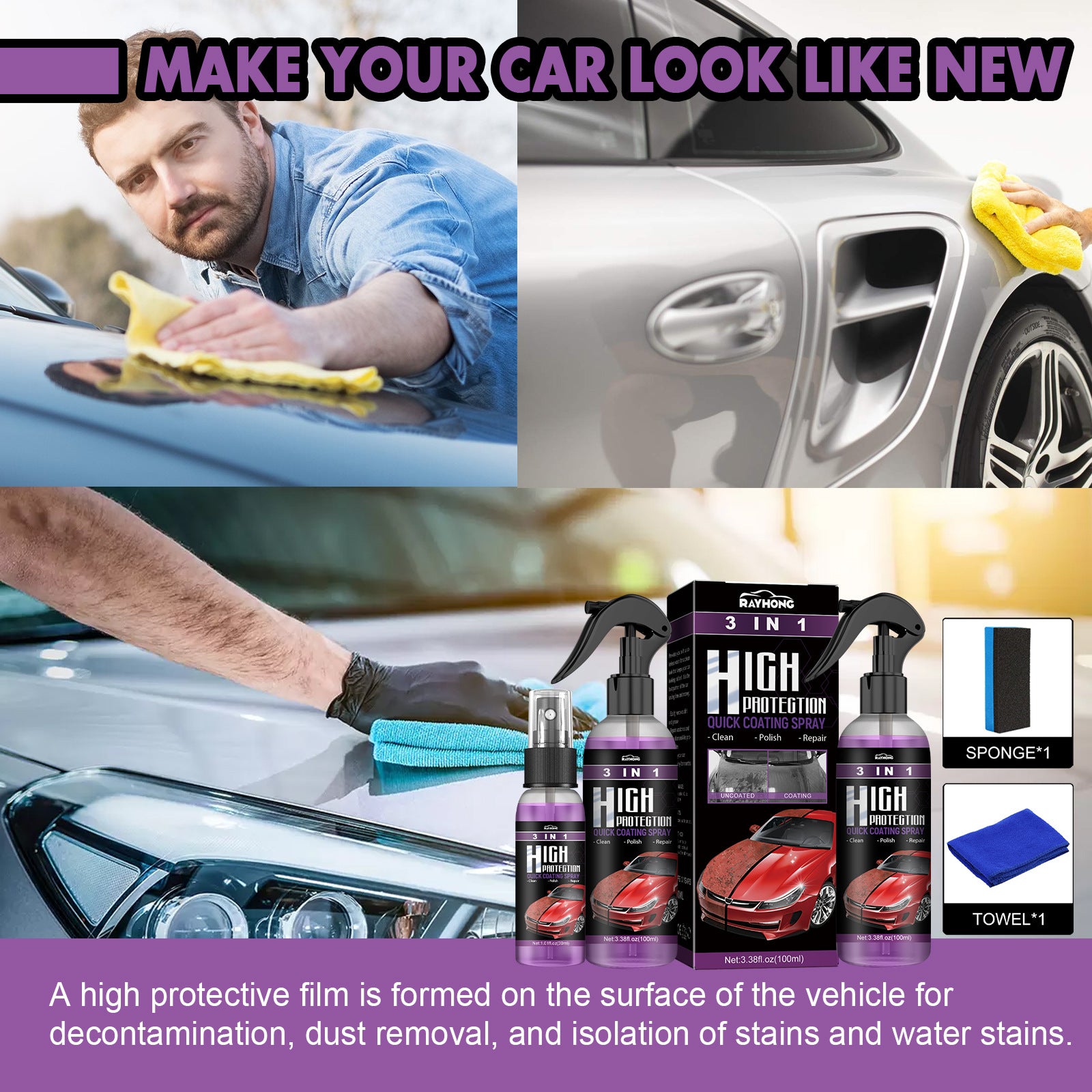 3 In 1 High Protection Quick Car Coating Spray