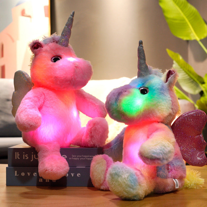 LED Glowing Stuffed Rainbow Unicorn Light Up Plush Toys With Night Lights