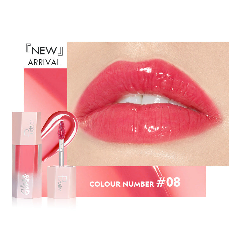 8 Colors Moisturizing Glossy Shimmer Lip Gloss Lightweight Smooth High Pigment Liquid Lipstick Hiding Lip Lines