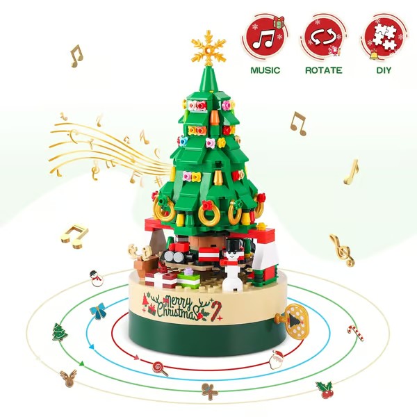 Christmas Tree Music Box Built With 360 Building Blocks