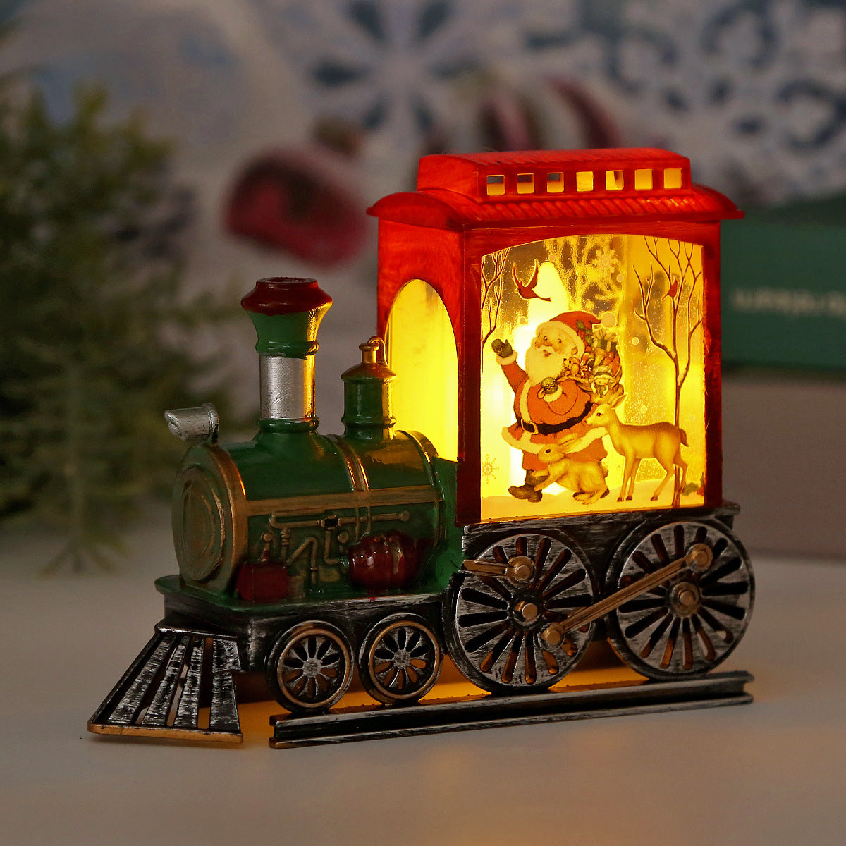 Christmas Snow Globe Lantern Train