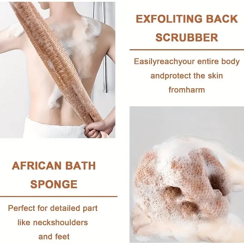 African Net Long Bath Net Sponge Exfoliating Shower Body Scrubber Back Scrubber Skin Smoother Towel