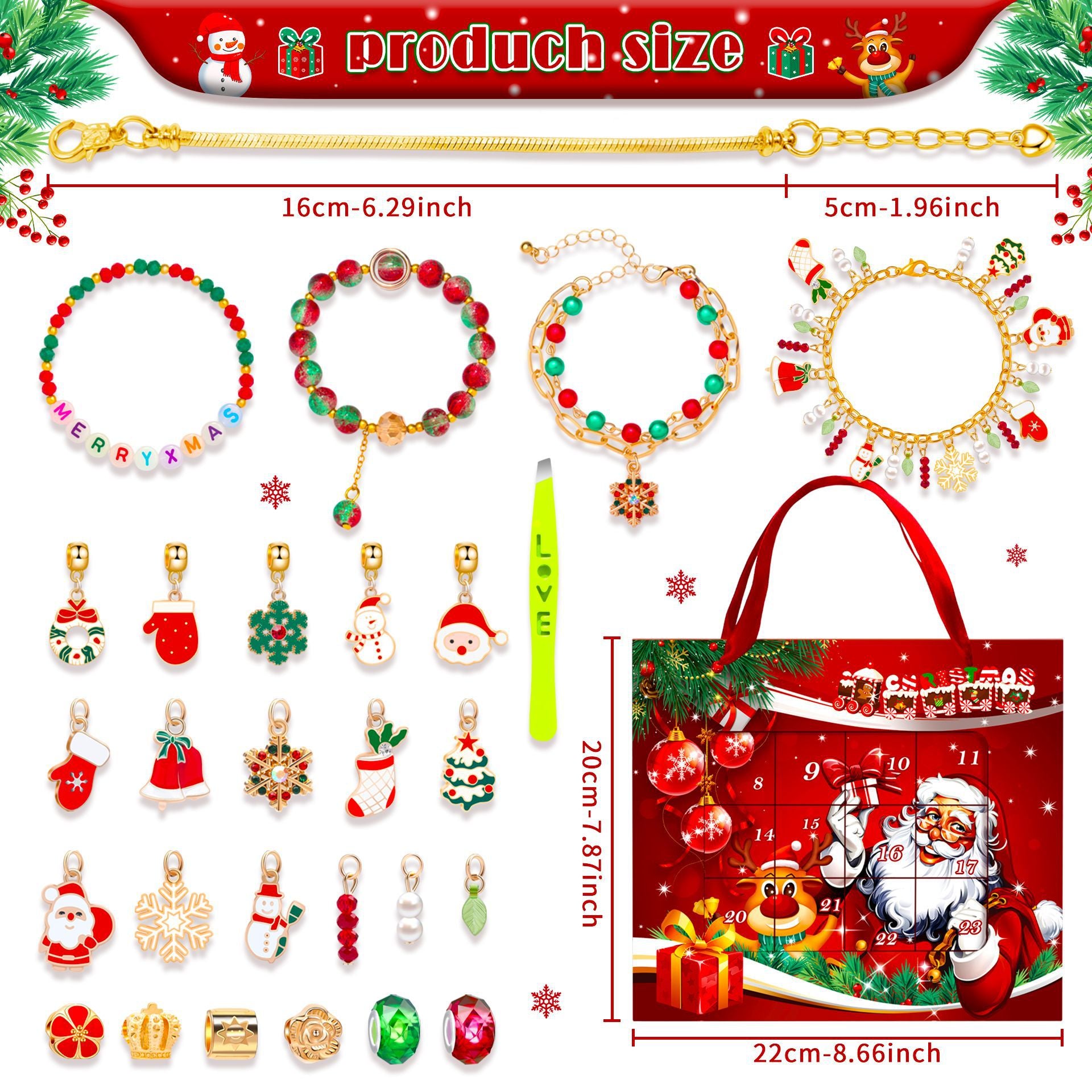 🎅🎄24-Pocket Christmas Puzzle DIY Jewelery Gift Set