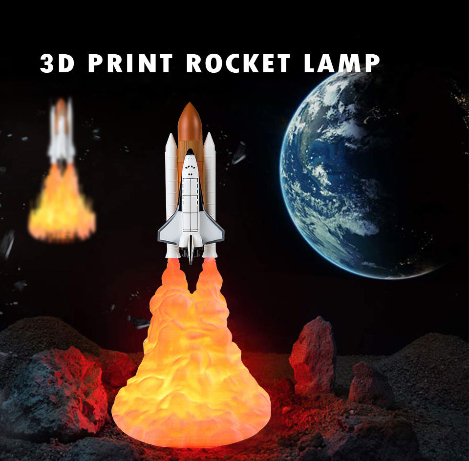 3D Print Rocket Lamp, Space Shuttle Lamp Rechargeable Night Light USB Charging Decoration Lamp