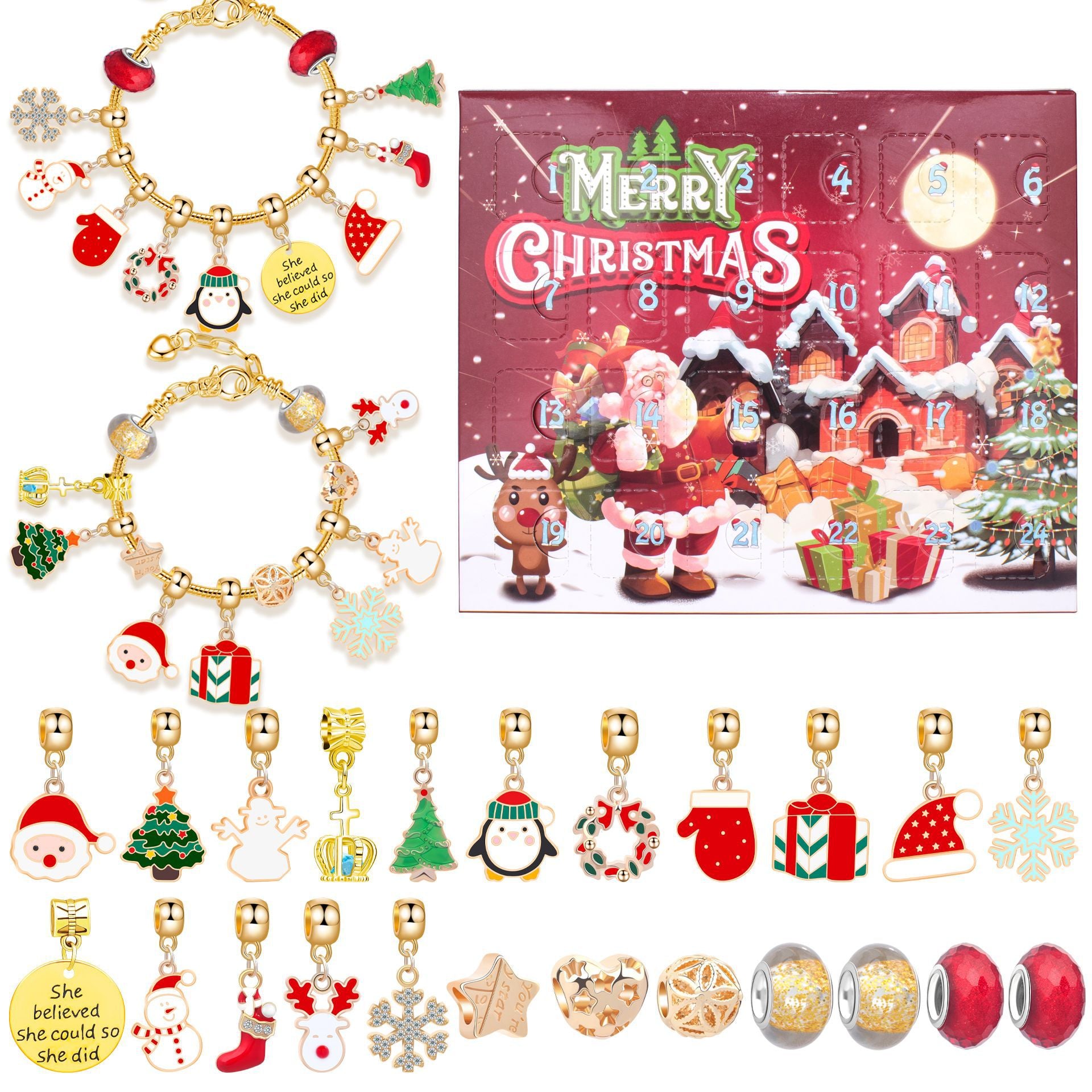 🎅🎄24-Pocket Christmas Puzzle DIY Jewelery Gift Set