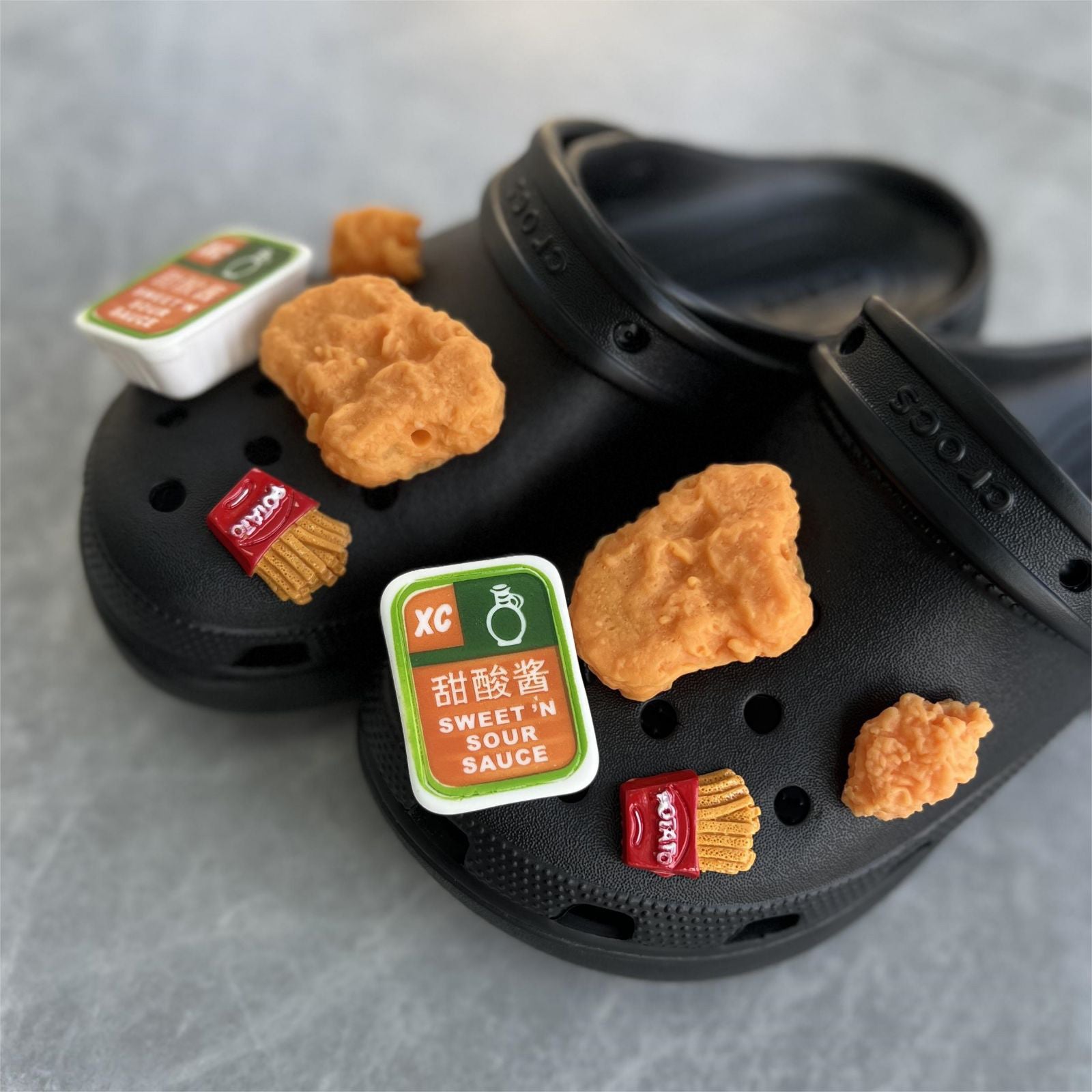 Hole Shoes Simulation Food Play Shoes Flower Fried Chicken Legs French Fries Shoes Buckle DIY Garden Shoes