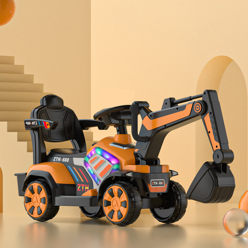 Kids Excavator,Electric Construction Tractor Drilling Bucket Electric Front Loader Excavator