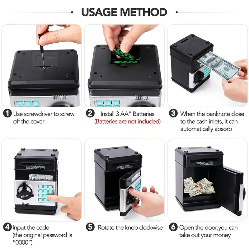 💴ATM Cash Coin Banks Money Saving Box With Password