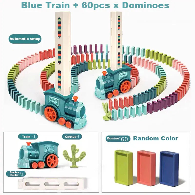 Kids Domino Train Domino Blocks Set Building, Kids Christmas Gift, Domino Set For 3 Year +