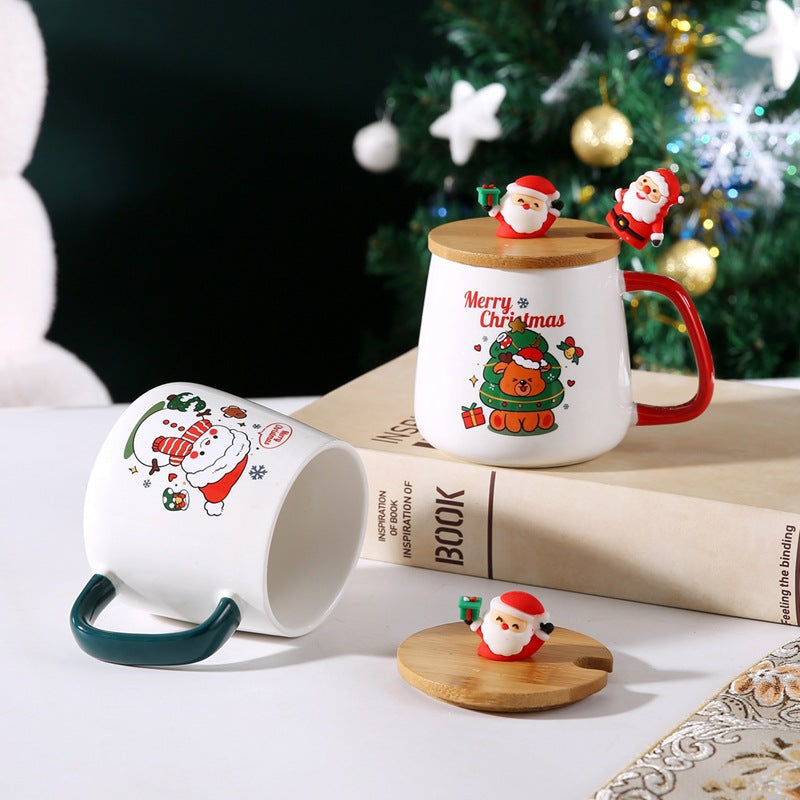 Christmas Ceramic Mug, Christmas Coffee Mug Santa Mug, Gift Box Ceramic Mug And Spoon Set