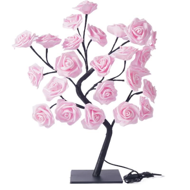 Rose Flower Tree Lamp, Led Rose Table Lamp Home Decor USB Battery Powered