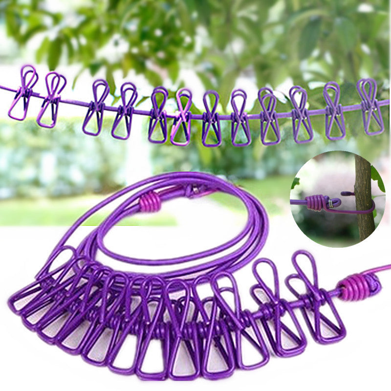 Portable Travel Clothesline With Clips