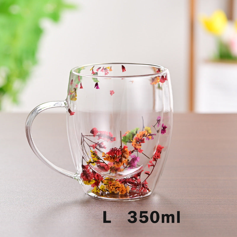 Floral Fusion: Double Wall Glass Cups