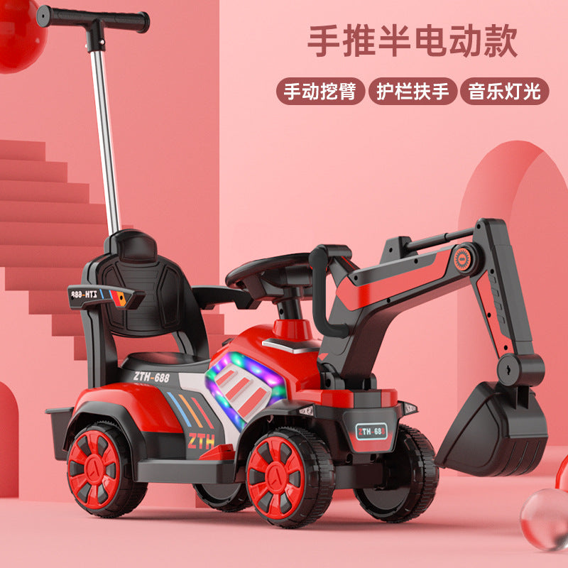 Kids Excavator,Electric Construction Tractor Drilling Bucket Electric Front Loader Excavator